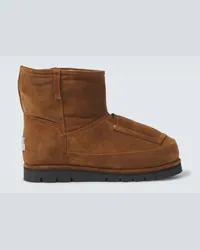 Acne Studios Stivaletti in suede con shearling Marrone