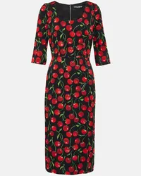 Dolce & Gabbana Abito midi Cherry in misto seta Rosso