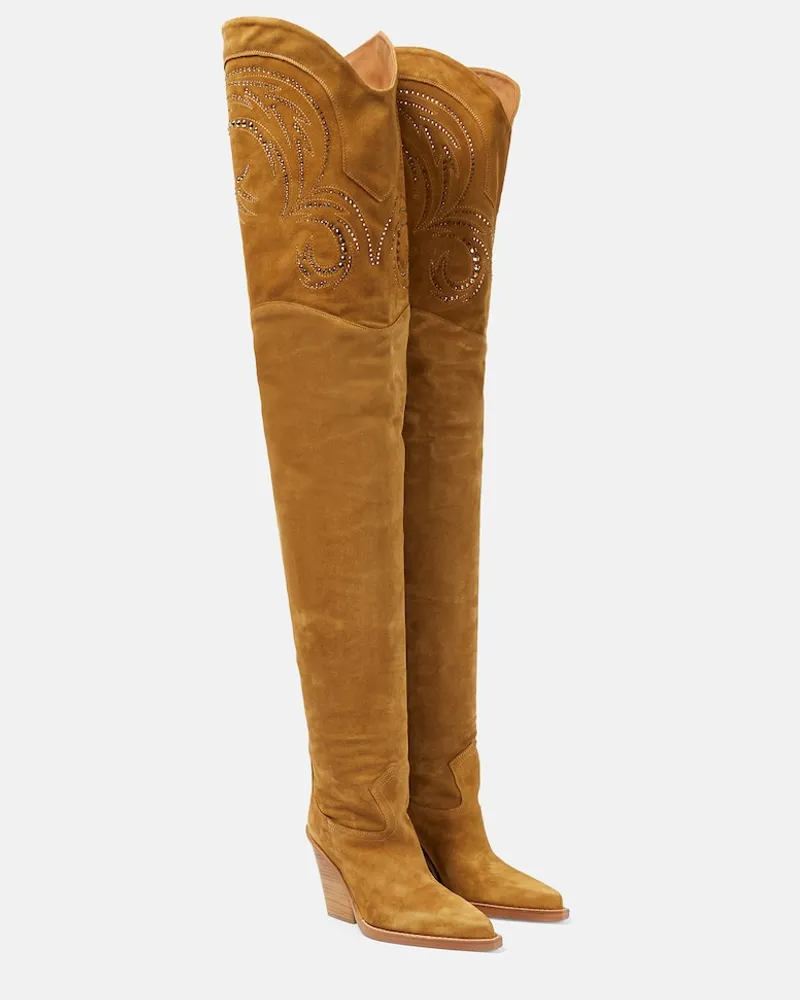 Paris Texas Stivali cuissardes Dakota in suede Beige