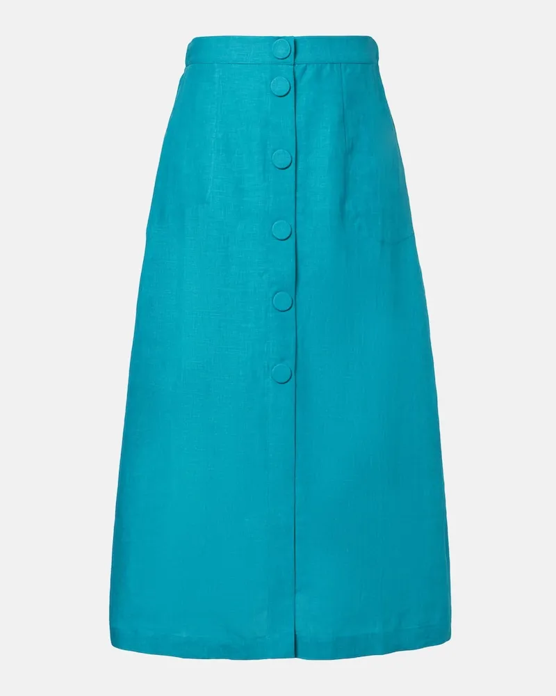 Eres Gonna midi Amusante in lino Blu