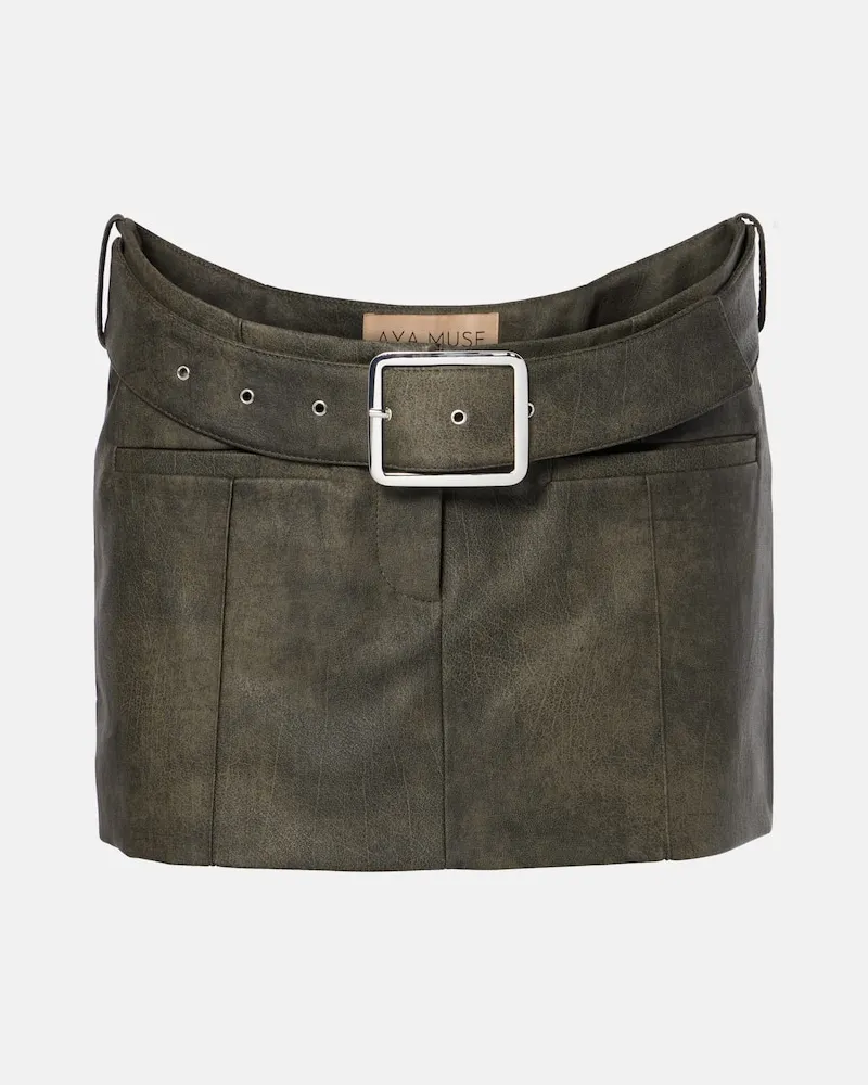 Aya Muse Minigonna Kaya in similpelle con cintura Grigio