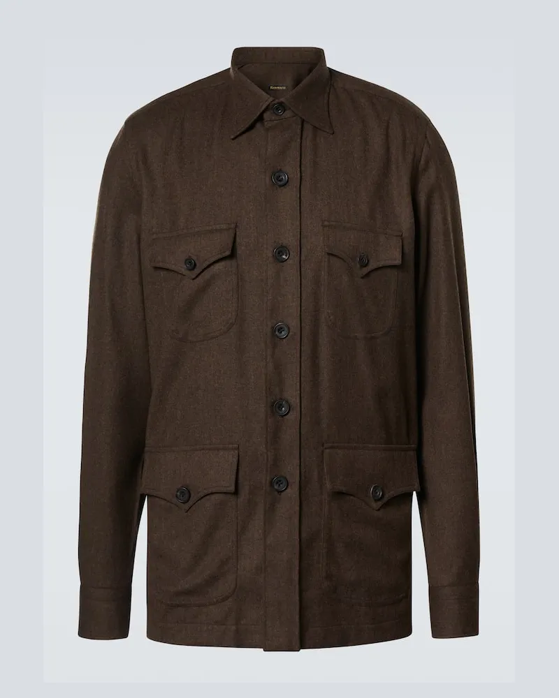 Rubinacci Giacca camicia in lana Marrone
