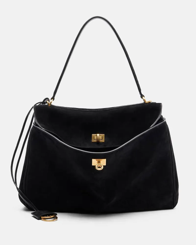 Balenciaga Borsa Rodeo Medium in suede Nero