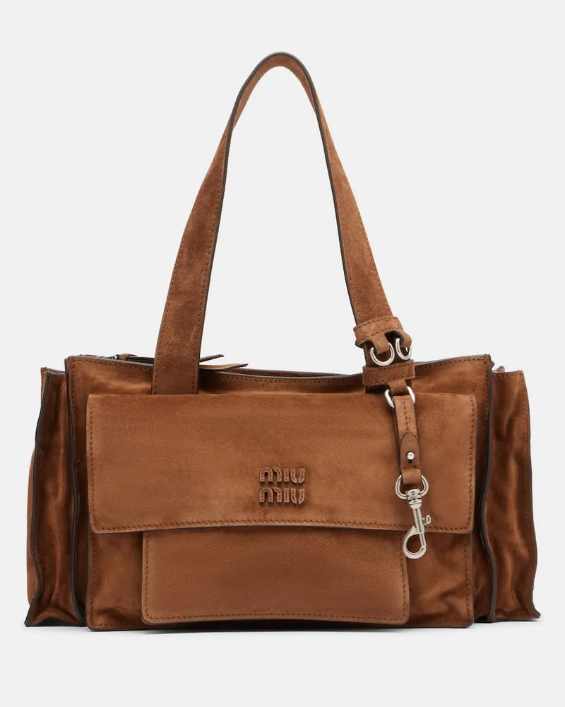 Miu Miu Borsa a spalla Utilitaire in suede Marrone