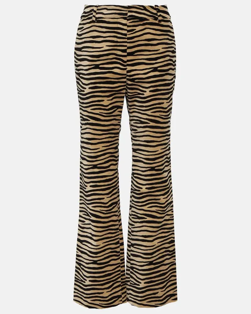 Paco Rabanne Pantaloni flared in twill con stampa Multicolore