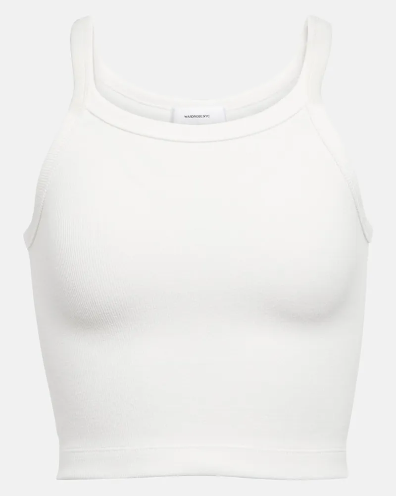 WARDROBE.NYC x Hailey Bieber - Tank top HB cropped in misto cotone Bianco