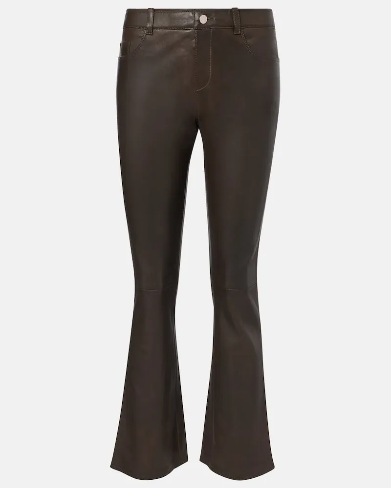 Stouls Pantaloni Dean 22 in pelle svasati Marrone