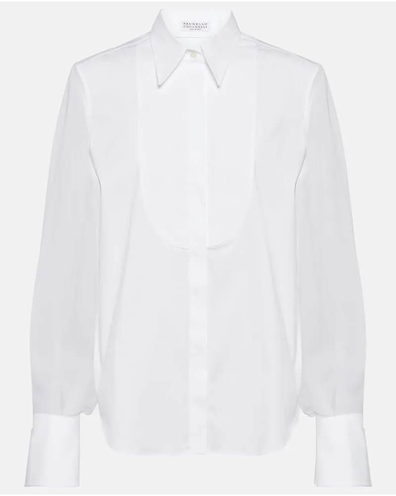 Brunello Cucinelli Camicia in misto cotone Bianco