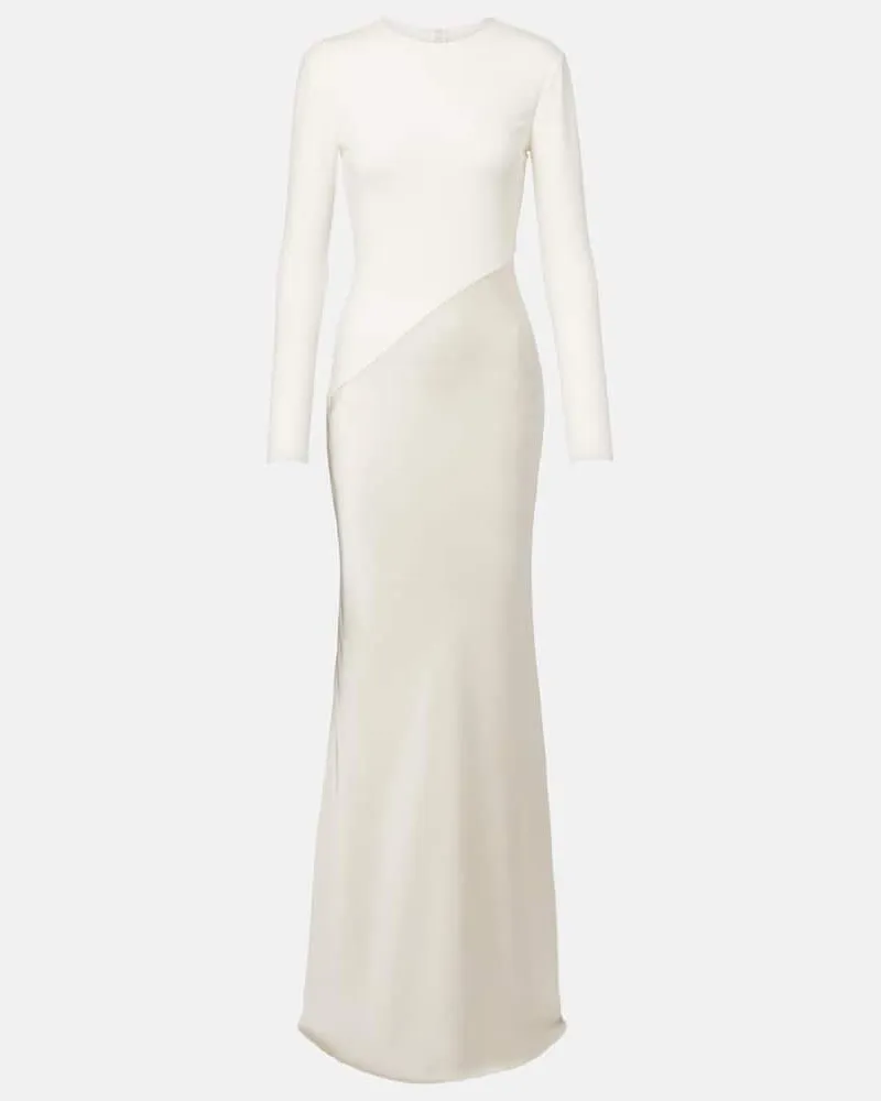 Roland Mouret Abito lungo in raso e jersey Bianco