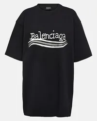 Balenciaga T-shirt in jersey di cotone con logo Nero