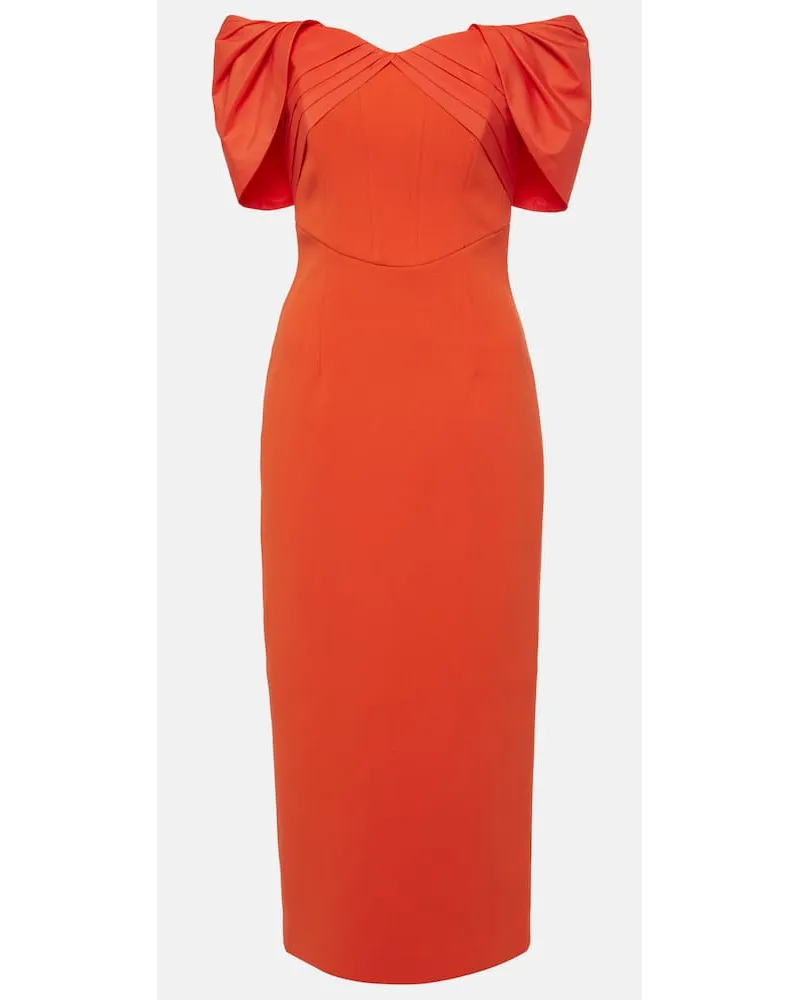 Rebecca Vallance Abito midi Alani con scollo bardot Arancione