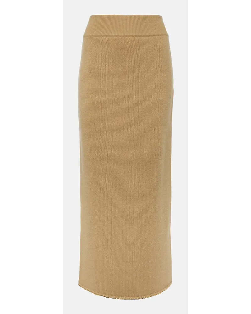 Totême Gonna midi in misto cashmere e lana Marrone