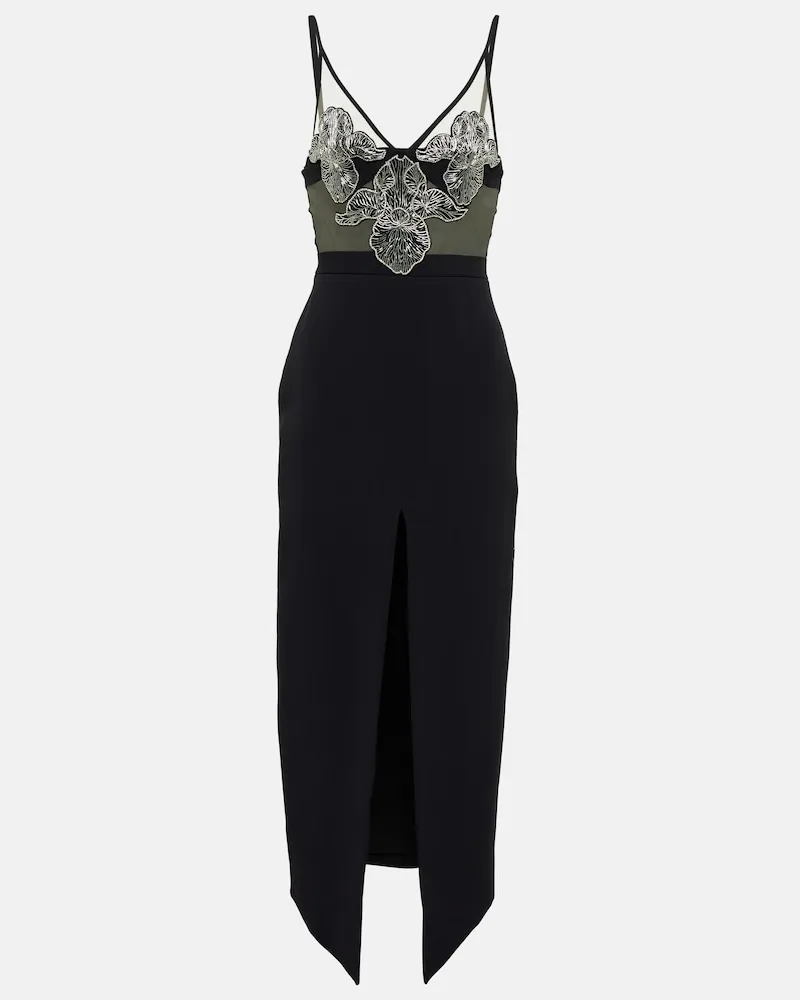 David Koma Abito midi con cristalli Nero