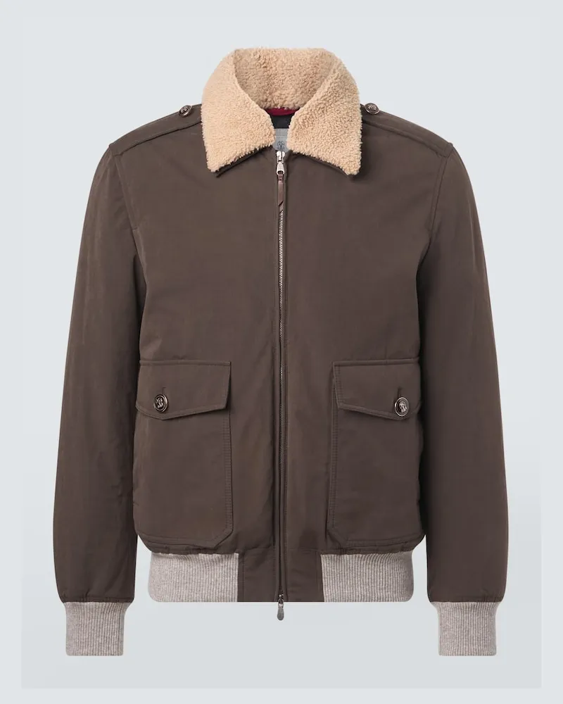 Brunello Cucinelli Giacca blouson con shearling Marrone