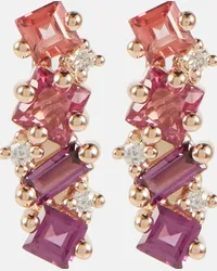 Suzanne Kalan Orecchini in oro rosa 14kt con pietre preziose e diamanti Rosa