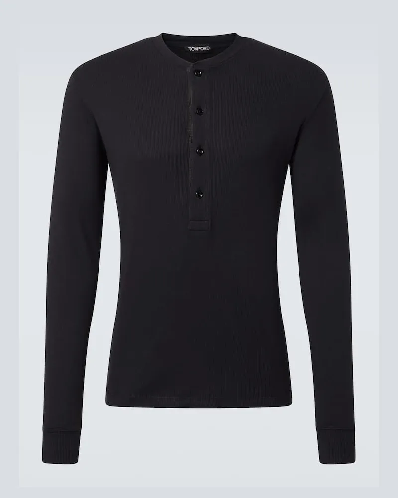 Tom Ford Top in misto cotone con bottoni Nero