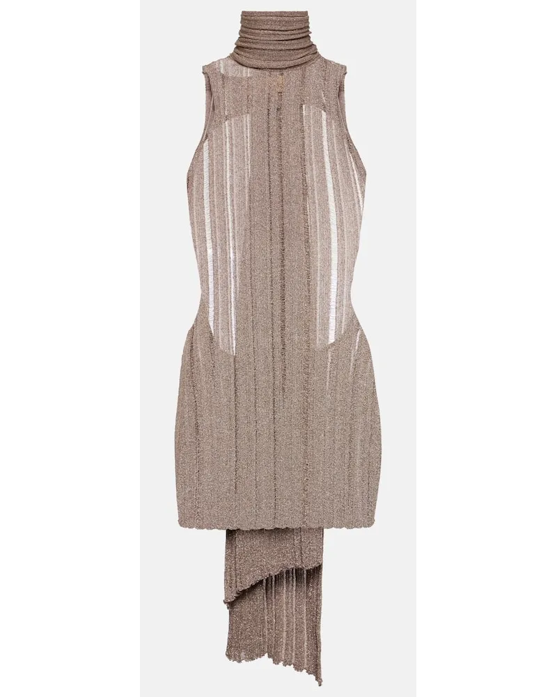 Aya Muse Abito corto in maglia lamÃ Beige