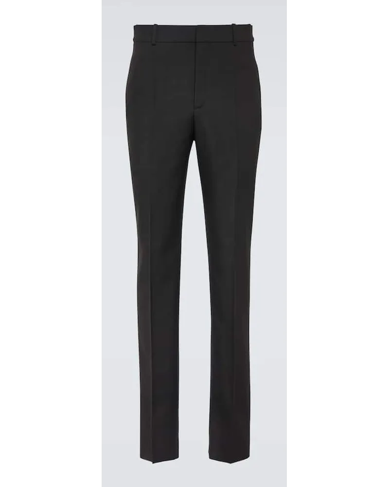 Saint Laurent Pantaloni regular a vita alta Nero