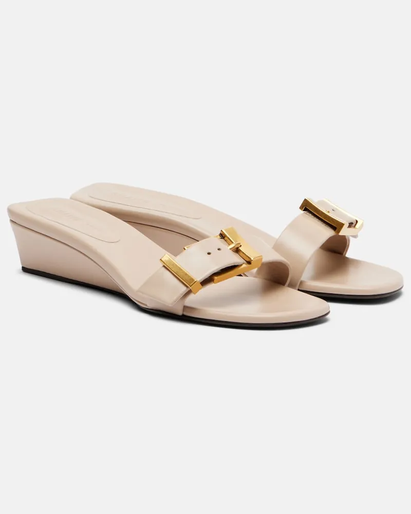 KHAITE Mules Manhattan in pelle con zeppa Bianco