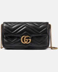 Gucci Portafoglio con catena in pelle GG Marmont Nero