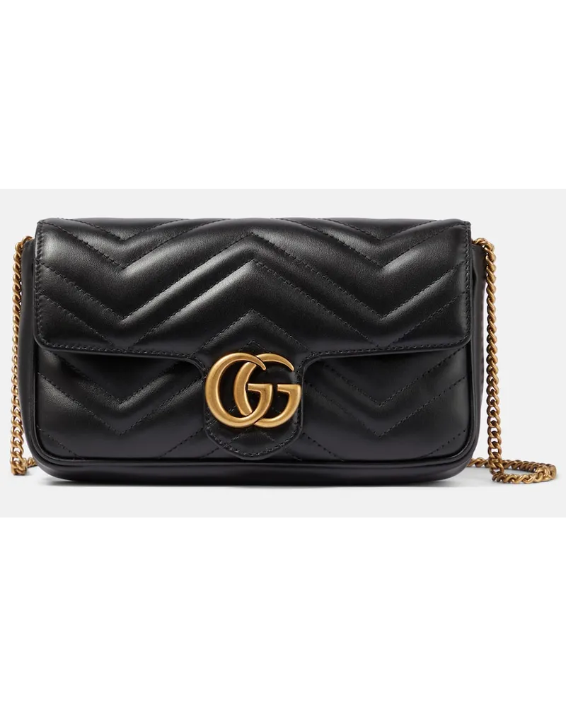 Gucci Portafoglio con catena in pelle GG Marmont Nero