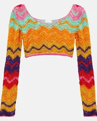 Anna Kosturova Top cropped in crochet Multicolore