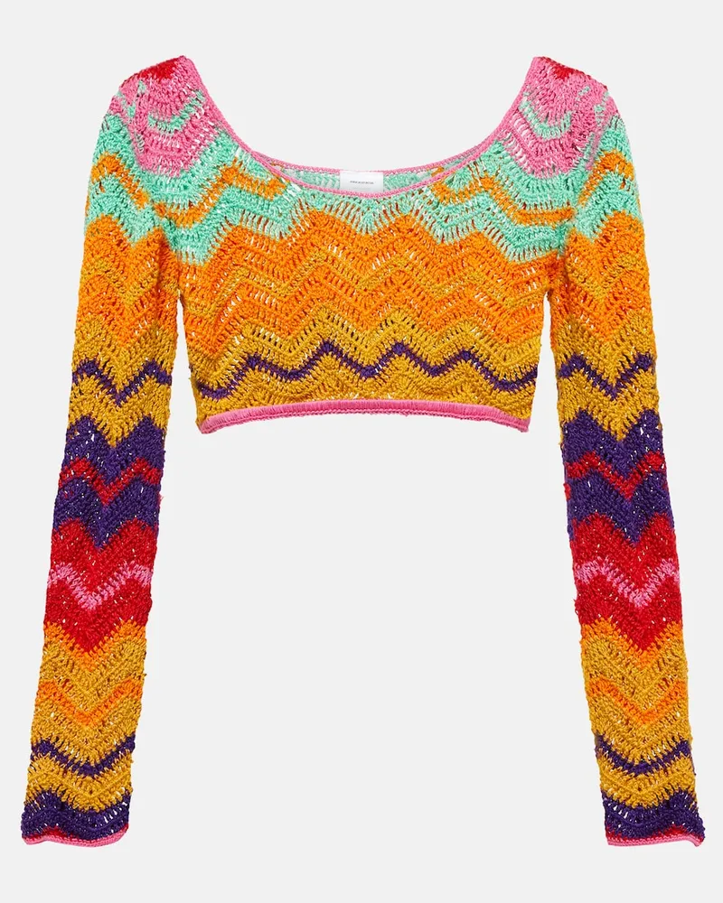 Anna Kosturova Top cropped in crochet Multicolore
