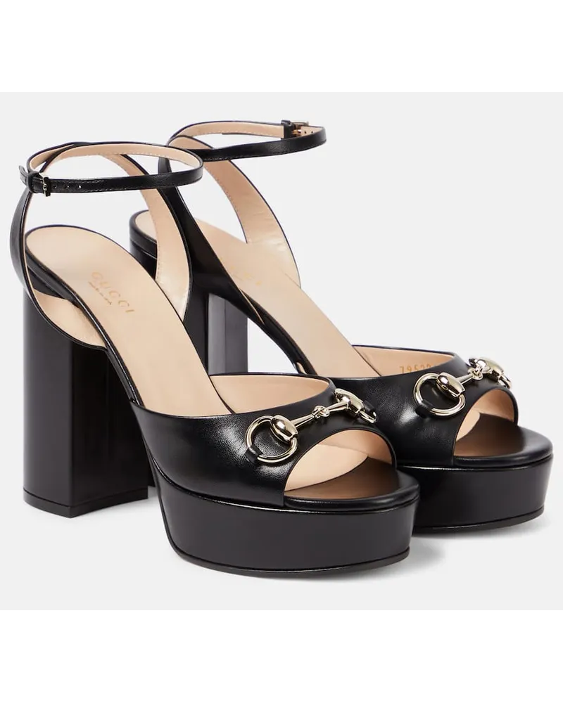Gucci Sandali Lady Horsebit con plateau Nero