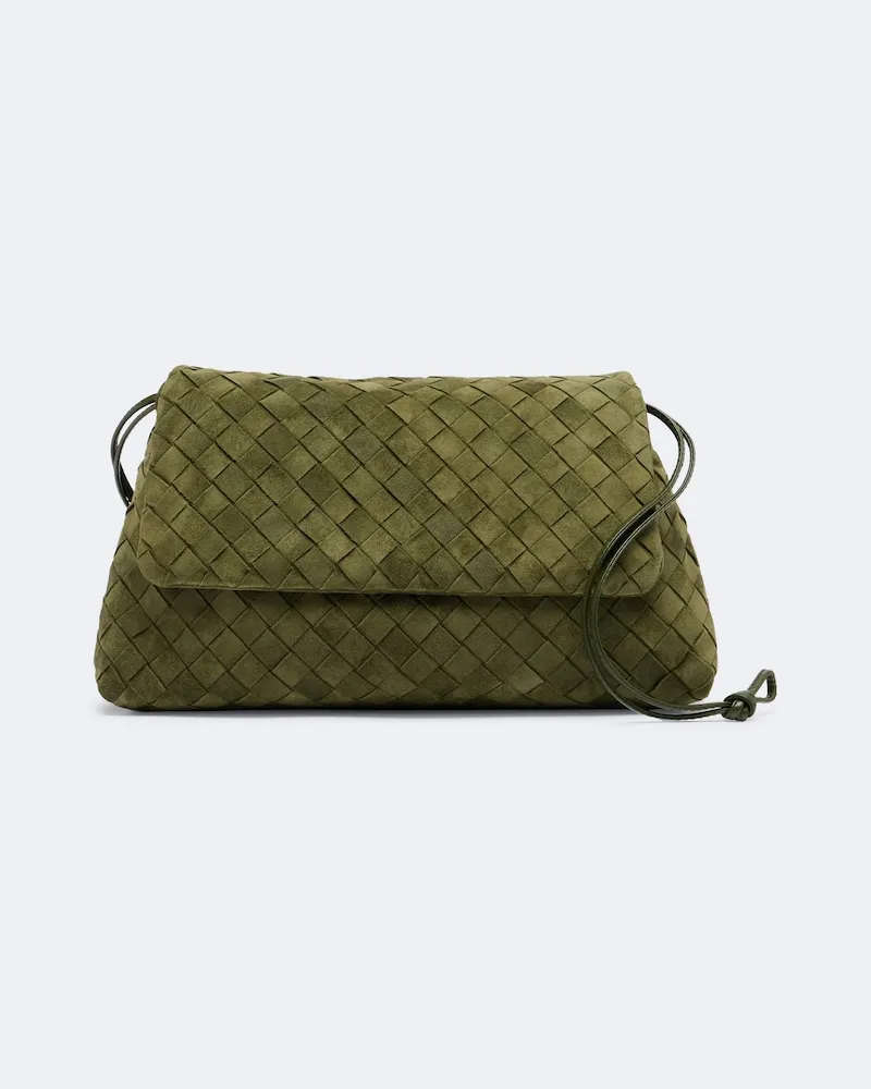 Bottega Veneta Borsa Giorno in suede Intrecciato Verde