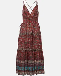 Ulla Johnson Abito midi Rosa in misto cotone Rosso