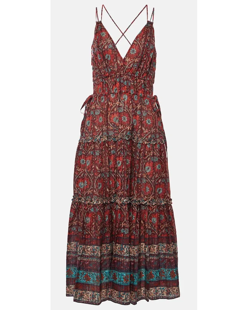 Ulla Johnson Abito midi Rosa in misto cotone Rosso