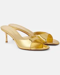 Amina Muaddi Sandali Jeanne 60 in pelle metallizzata Oro