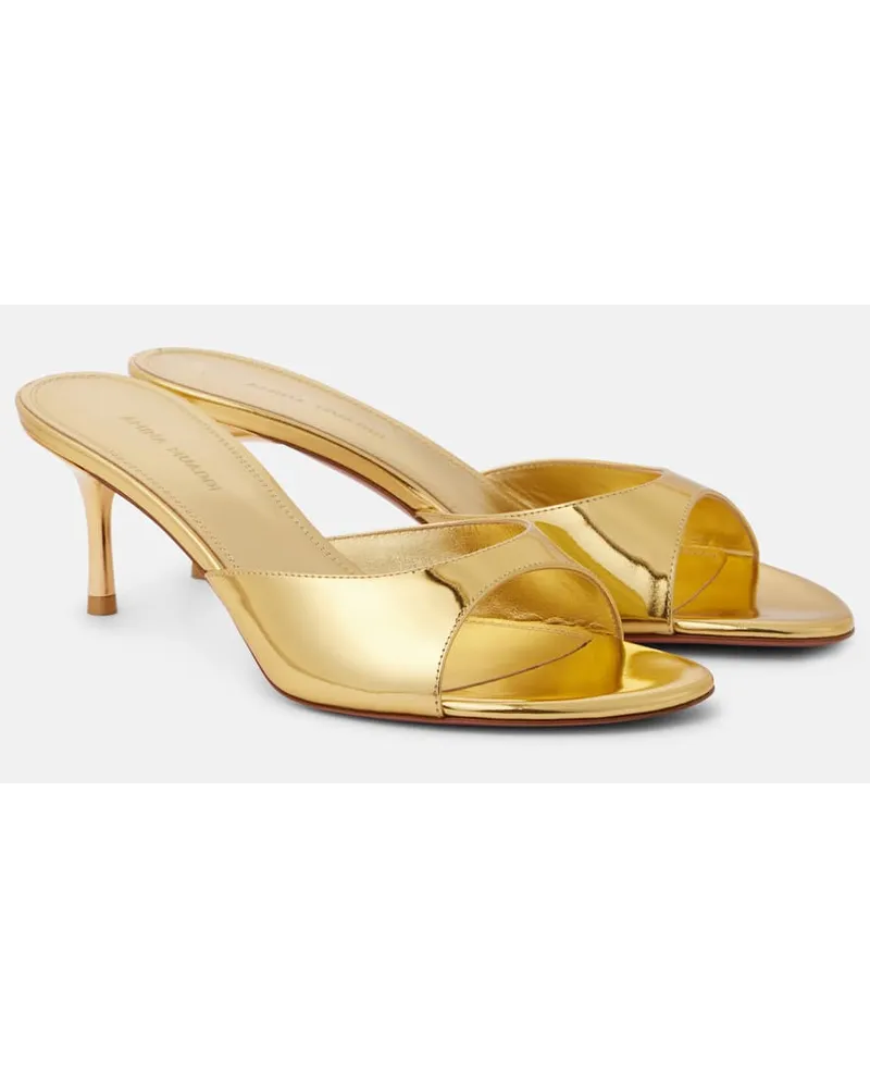 Amina Muaddi Sandali Jeanne 60 in pelle metallizzata Oro