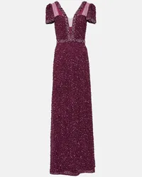 Jenny Packham Abito lungo con paillettes Viola