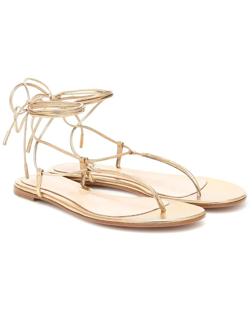 Gianvito Rossi Sandali infradito Gwyneth in pelle metallizzata Oro