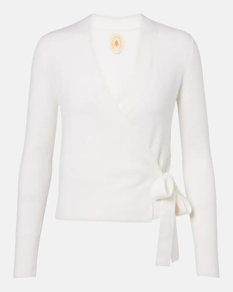 Jardin des Orangers Cardigan in lana vergine a portafoglio Bianco