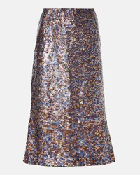 Dries van Noten Gonna midi in misto lana con paillettes Multicolore