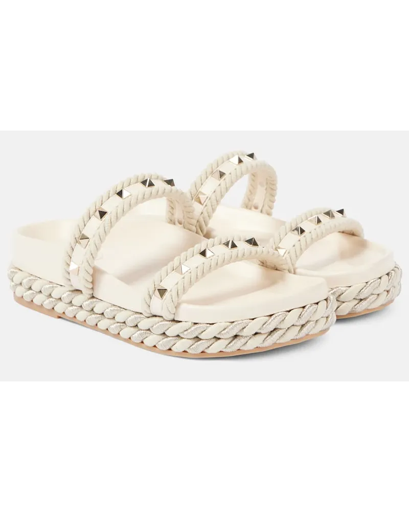 Valentino Garavani Sandali espadrillas Rockstuds in pelle Bianco