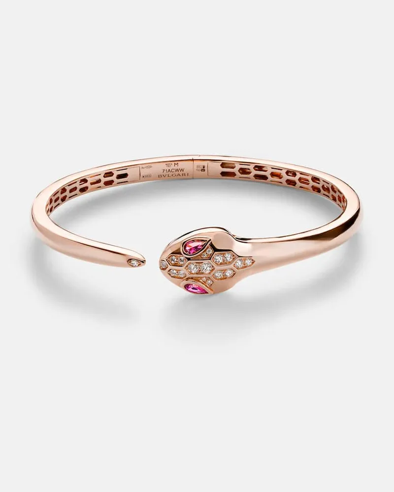 Bulgari Bracciale Serpenti in oro rosa 18kt con diamanti e rubeliti Oro