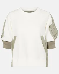 Sacai Top in jersey di misto cotone e twill Bianco