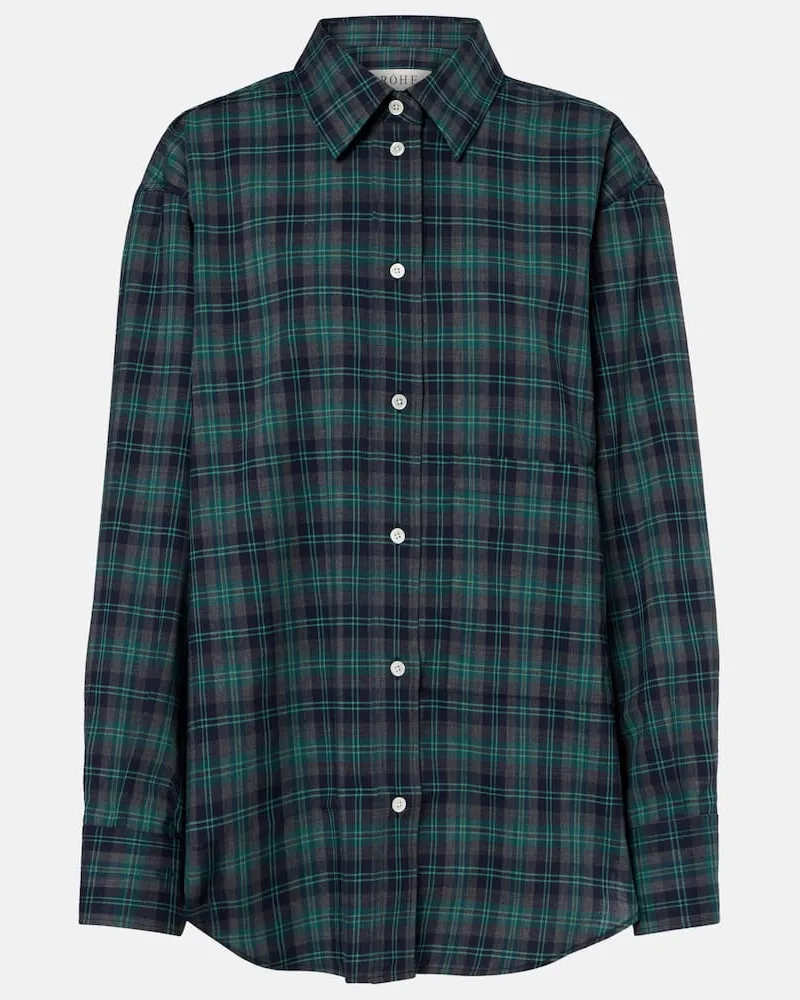 Róhe RÃ³he Camicia oversize a quadri in misto lana Verde
