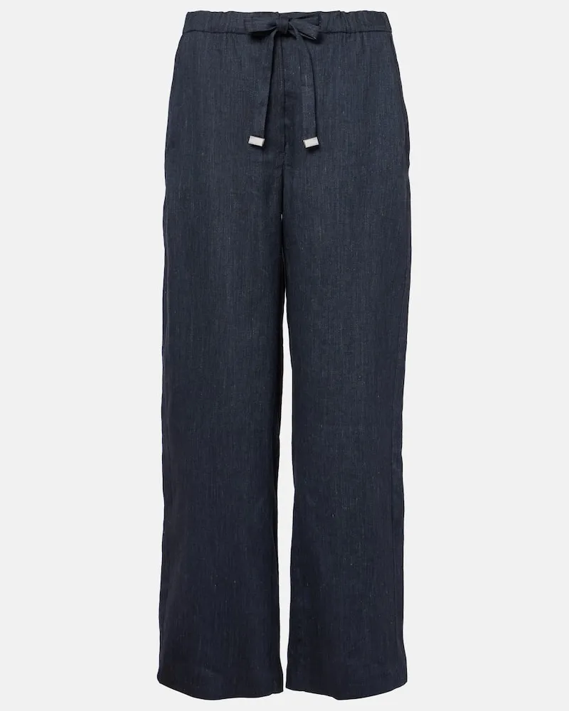 Max Mara Pantaloni regular Aris in misto lino Blu