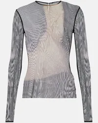 Balmain Top in tulle con stampa trompe-l'œil Multicolore