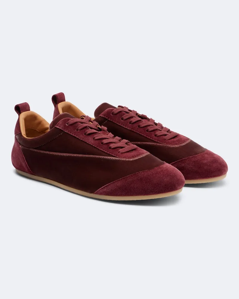 Jil Sander Sneakers Etage in velluto con suede Borgogna