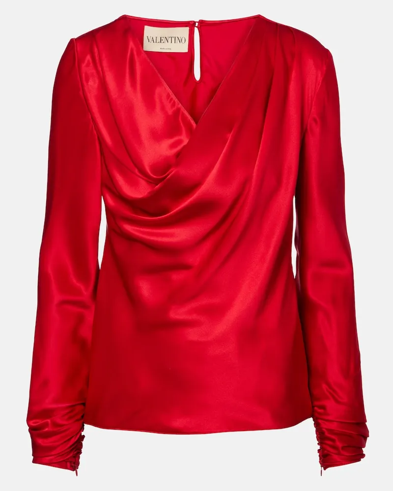 Valentino Garavani Top in raso di seta Rosso