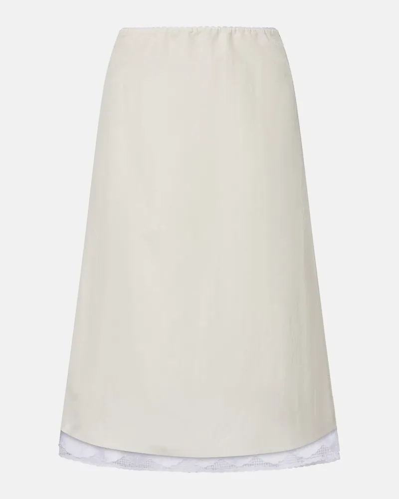 Magda Butrym Gonna midi in misto seta con pizzo Bianco
