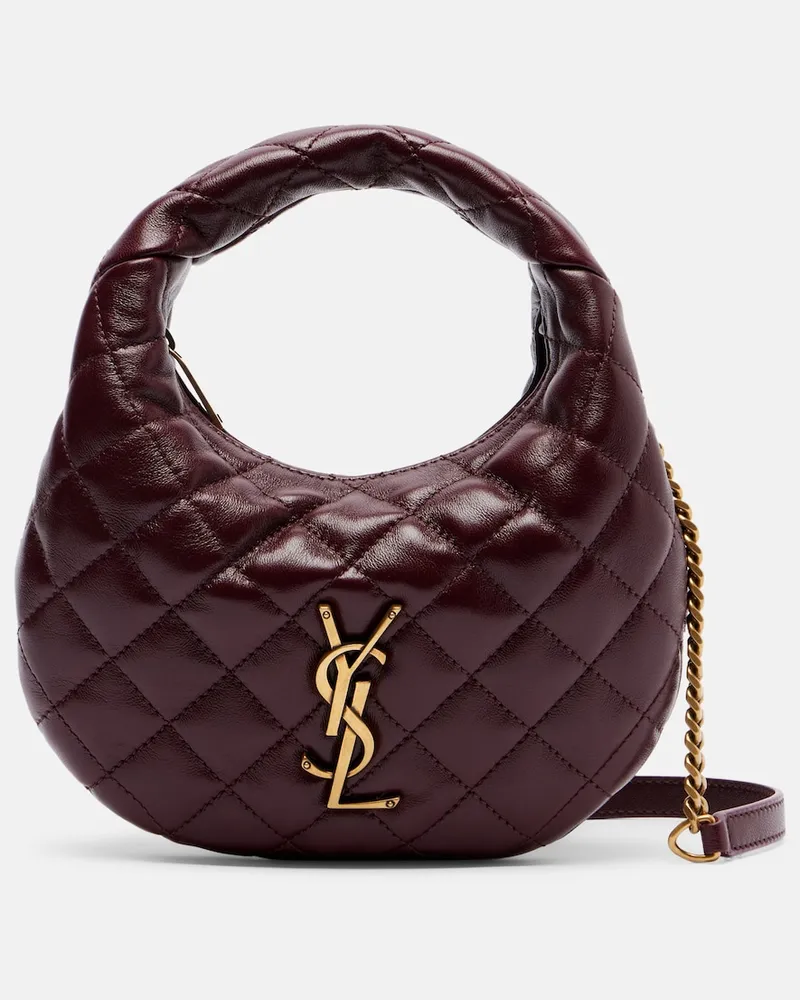 Saint Laurent Borsa a mano Icarino Mini in pelle matelassÃ Borgogna