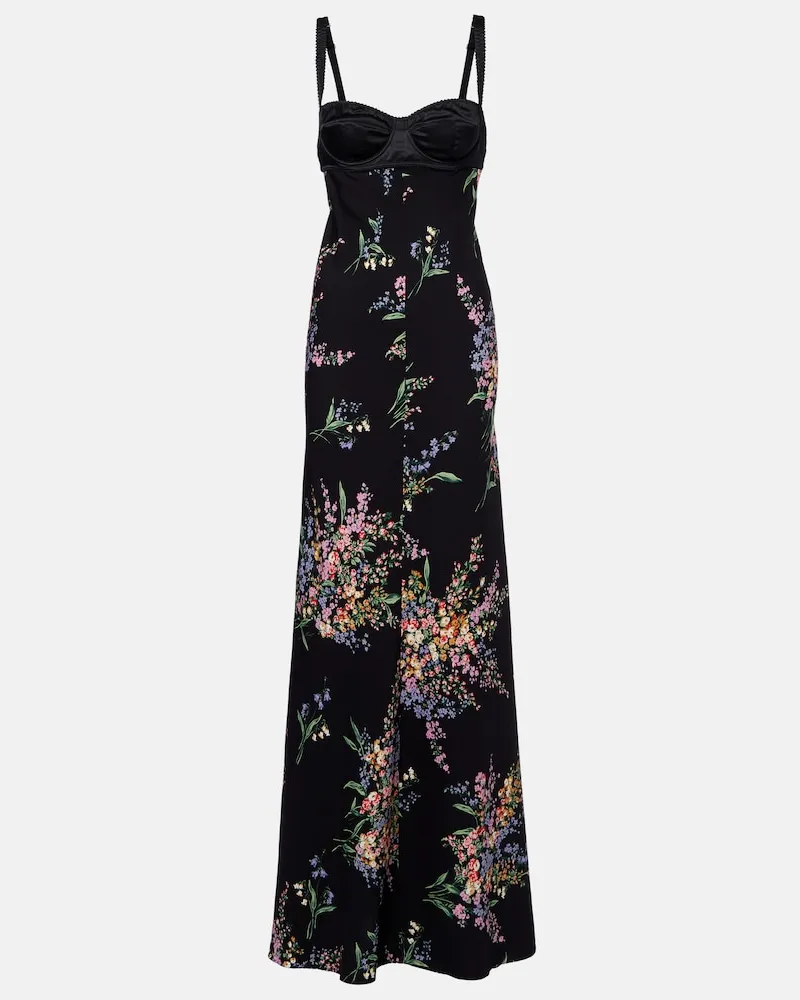 Dolce & Gabbana Abito lungo in charmeuse di misto seta Nero