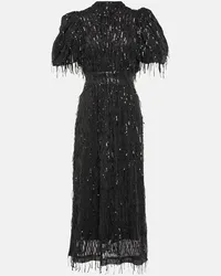 ROTATE Birger Christensen Abito midi con paillettes Nero