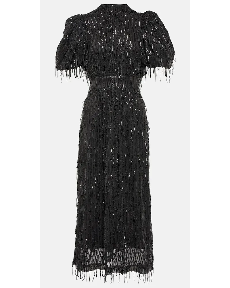 ROTATE Birger Christensen Abito midi con paillettes Nero
